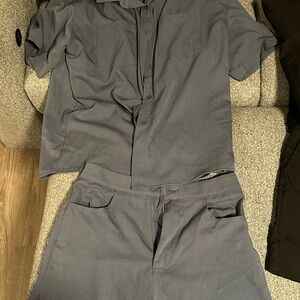 Blue & Black Short Sleeve Shirt and Shorts Set